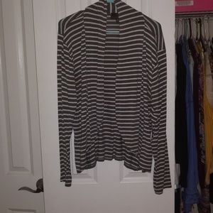 Gray and white striped cardigan